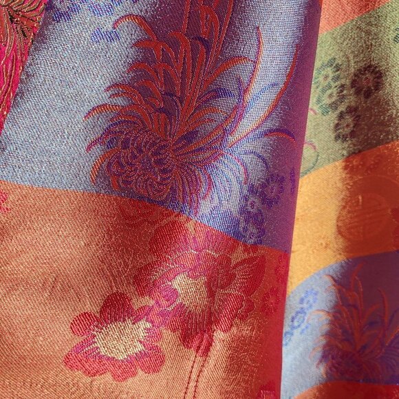 Solz Squirrel Vintage Chinese Satin Kimono One Size Pink Embroidered floral - Picture 7 of 14